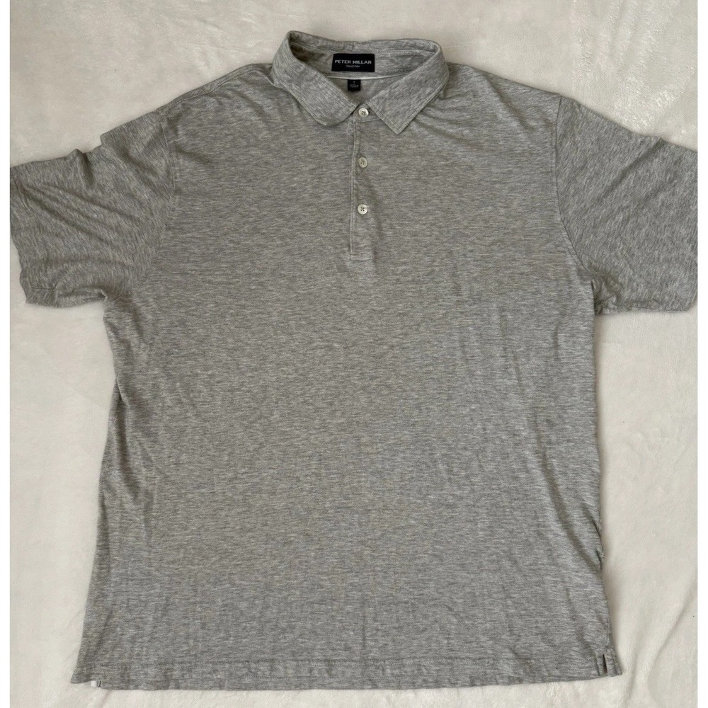 Peter Millar Polo Shirt Mens Large Gray Heather Stretch Collection Casual Golf